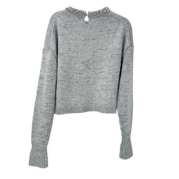 J. Crew Embellished Pullover Sweater Long Sleeve Light Grey Silver Size XS NWT - Picture 9 of 11